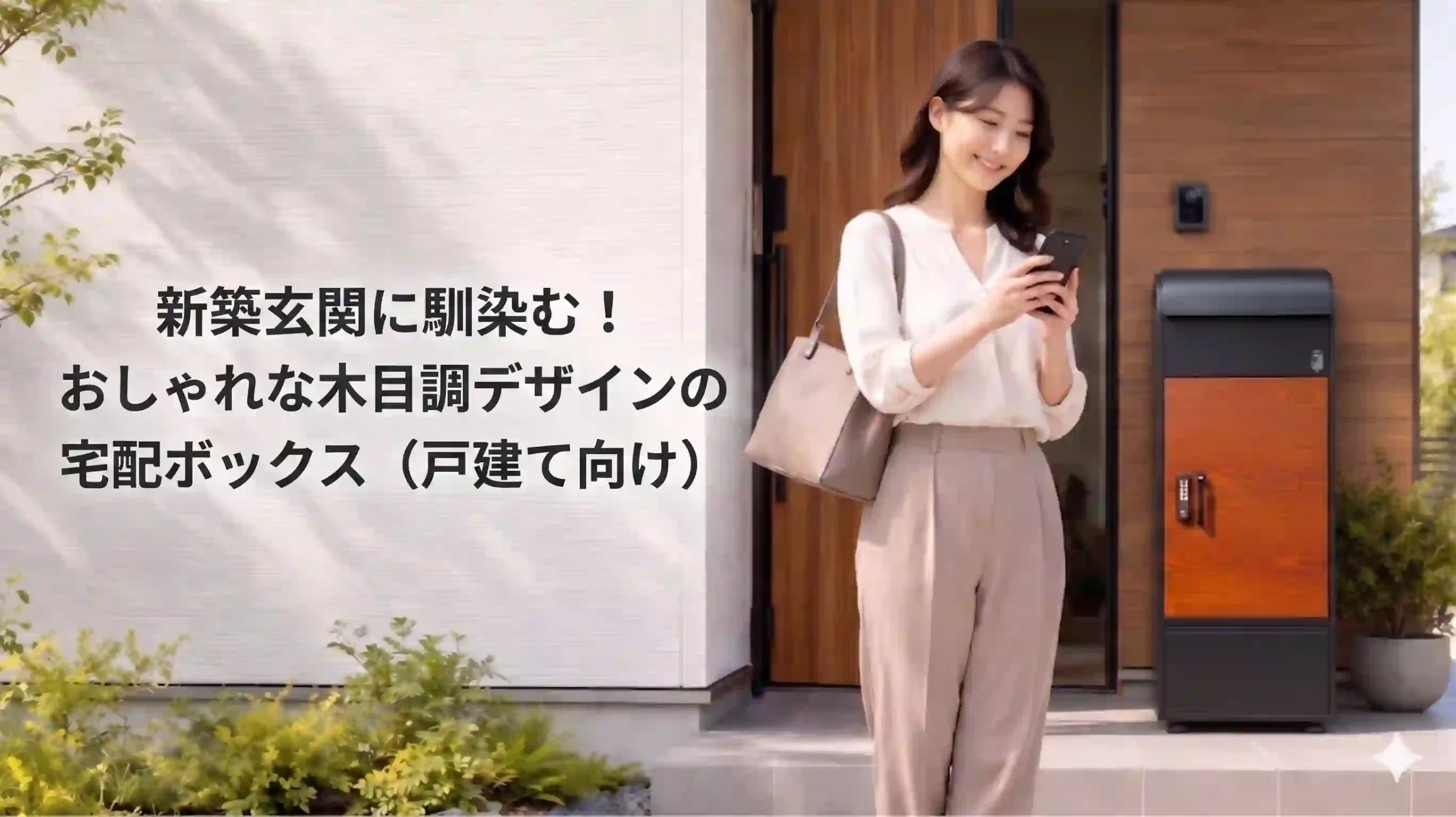 新築玄関に馴染む！おしゃれな木目調デザインの宅配ボックス（戸建て向け）