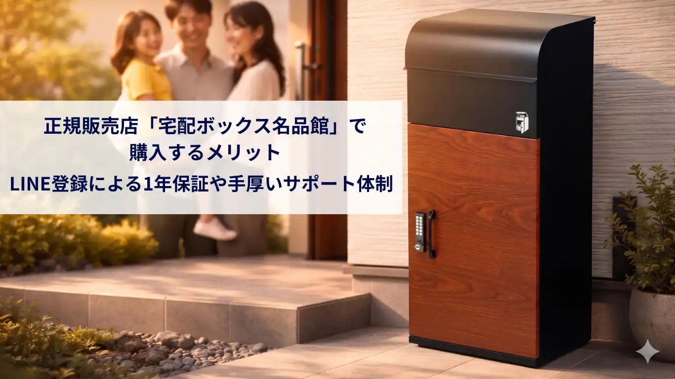 正規販売店「宅配ボックス名品館」で購入するメリット（LINE登録による1年保証や手厚いサポート体制）
