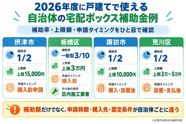 2026年度に戸建てで使える自治体の宅配ボックス補助金例