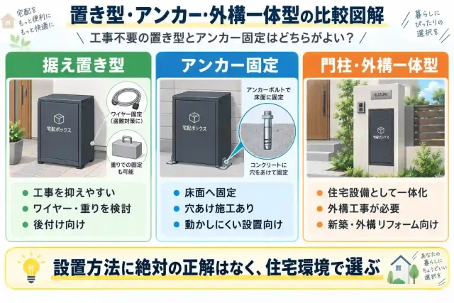 工事不要の置き型とアンカー固定はどちらがよい？