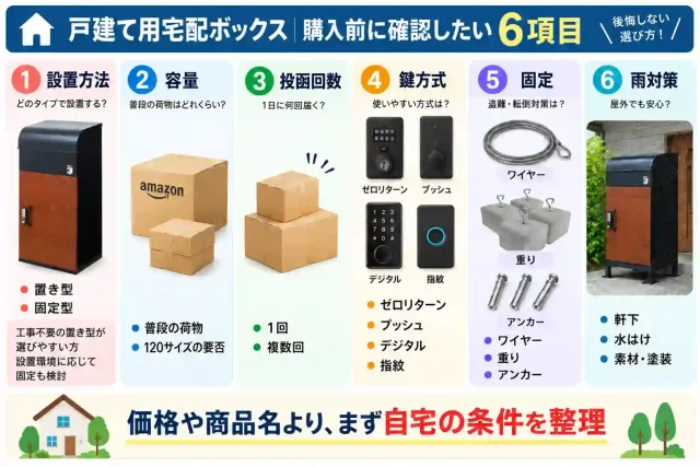 戸建て用宅配ボックスを選ぶ6つのポイント